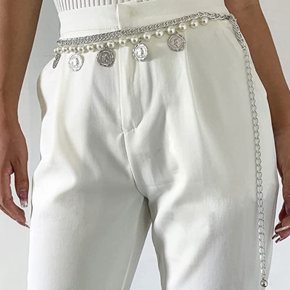 Pearl Waist Chain Belt Coin Pendant Beach Body Chains Fashion Body Belly Belt Wa